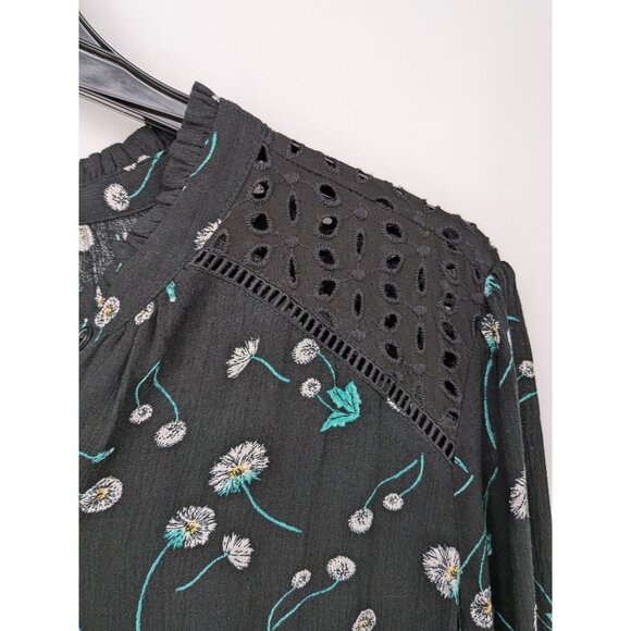 Torrid 1/4 Button Up Top Size 2X Crinkle Gauze Floral Eyelet Tunic Casual Office - Picture 7 of 11